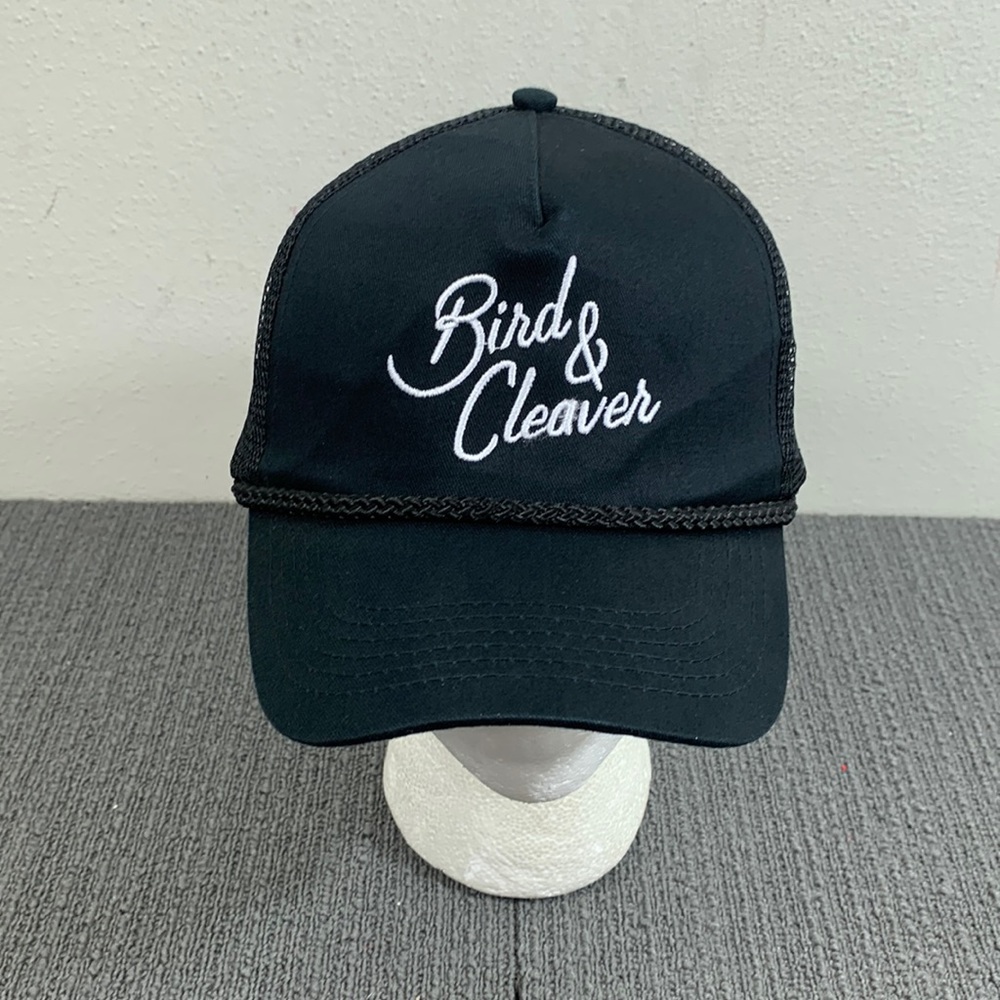 Bird & Cleaver Rope Trucker Hat Mens Adjustable Black White Mesh Back Snapback